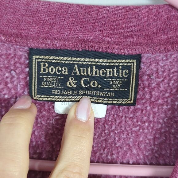 Vintage Boca ribbed fleece v-neck pink size small - Picture 4 of 6
